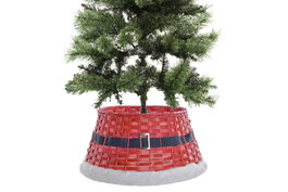 DKD Home Decor Base de Árbol de Mimbre y Madera Papá Noel Rojo