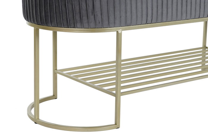 DKD Home Decor Descalzadora Gris Dorado Metal Poliester 120 x 40 x 45 cm