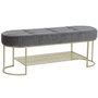 DKD Home Decor Descalzadora de Terciopelo Gris y Dorado