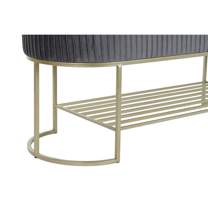 DKD Home Decor Descalzadora de Terciopelo Gris y Dorado