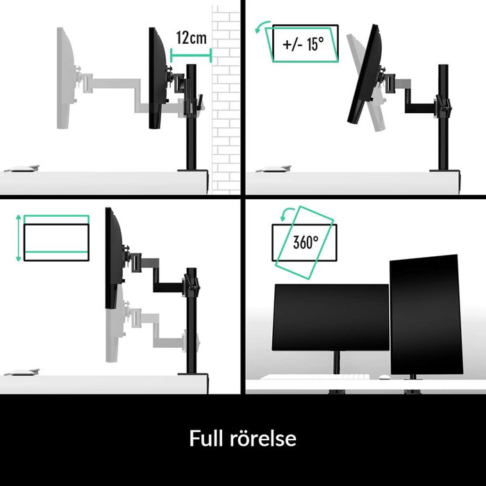 Arctic Soporte de Mesa para Monitor X1, Negro Mate, hasta 10kg, VESA 75/100 Arctic Soporte de Mesa para Monitor X1, Negro Mate, hasta 10kg, VESA 75/100
