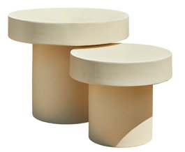 DKD Home Decor Set de 2 Mesas Auxiliares de GRC Blanco para Exterior