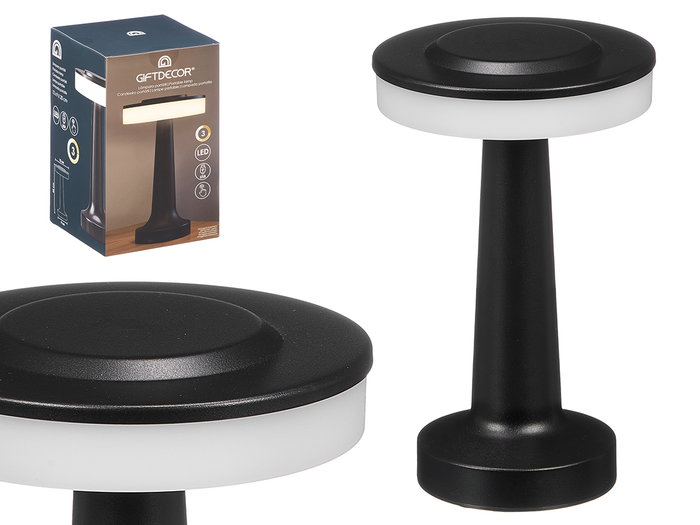 Giftdecor Lámpara Space Sobremesa Toque Negro - Lámpara de Mesa USB-C, Metal/Plástico, 12x20x9 cm, Negro, Incluye Batería Recargable (Set de 8) Giftdecor Lámpara Space Sobremesa Toque Negro - Lámpara de Mesa USB-C, Metal/Plástico, 12x20x9 cm, Negro, Incluye Batería Recargable (Set de 8)