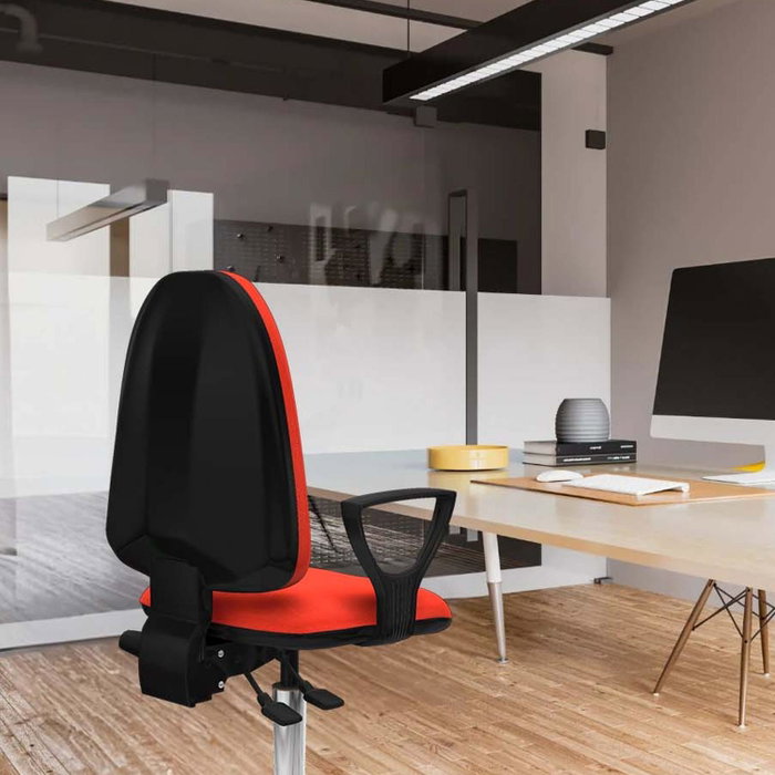 PIQUERAS Y CRESPO Silla de oficina Aýna con mecanismo Asincro y tela roja PIQUERAS Y CRESPO Silla de oficina Aýna con mecanismo Asincro y tela roja