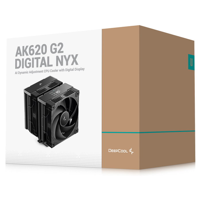 Deepcool AK620 G2 Digital NYX - Refrigerador de aire para CPU, 2 ventiladores de 120mm, Negro, Compatible Intel y AMD, con pantalla digital