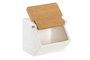 DKD Home Decor Salero de Porcelana y Bambú Blanco y Natural
