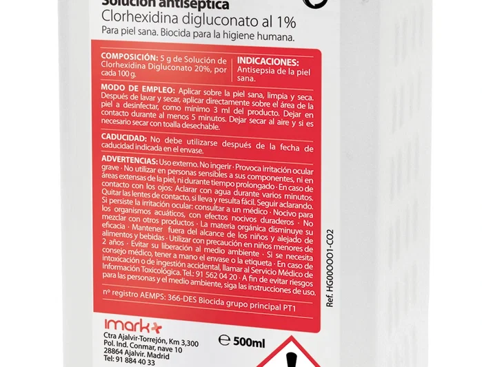 Vaza Clorhexidina Solución 1% 500ml Desinclor Rosa 1ud
