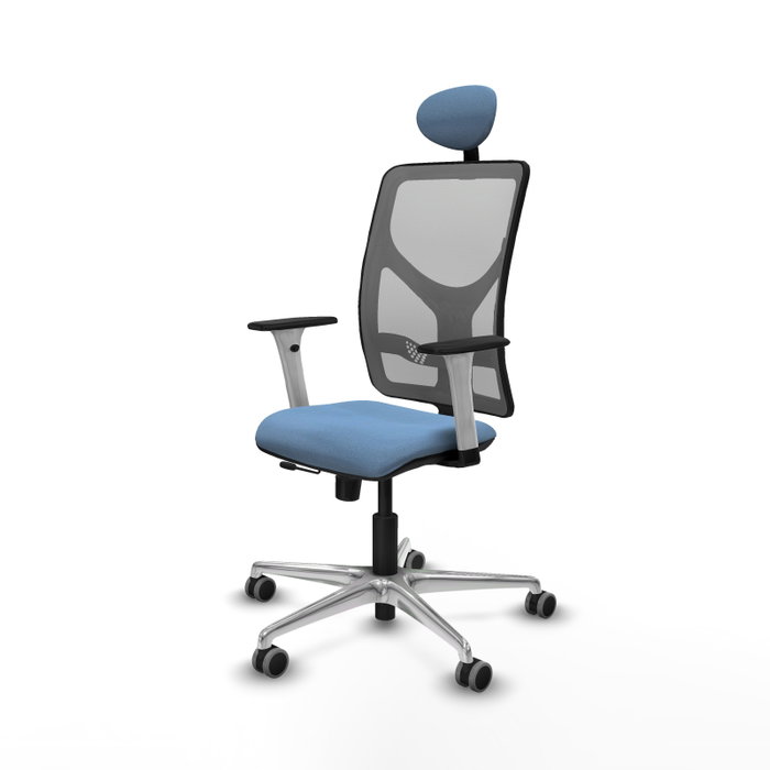 PIQUERAS Y CRESPO Silla de oficina Motilla con mecanismo Sincro/Traslack, Azul cielo y Gris