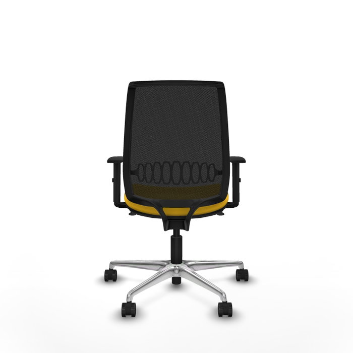 PIQUERAS Y CRESPO Silla de oficina Alares con mecanismo sincro, malla negra y asiento amarillo
