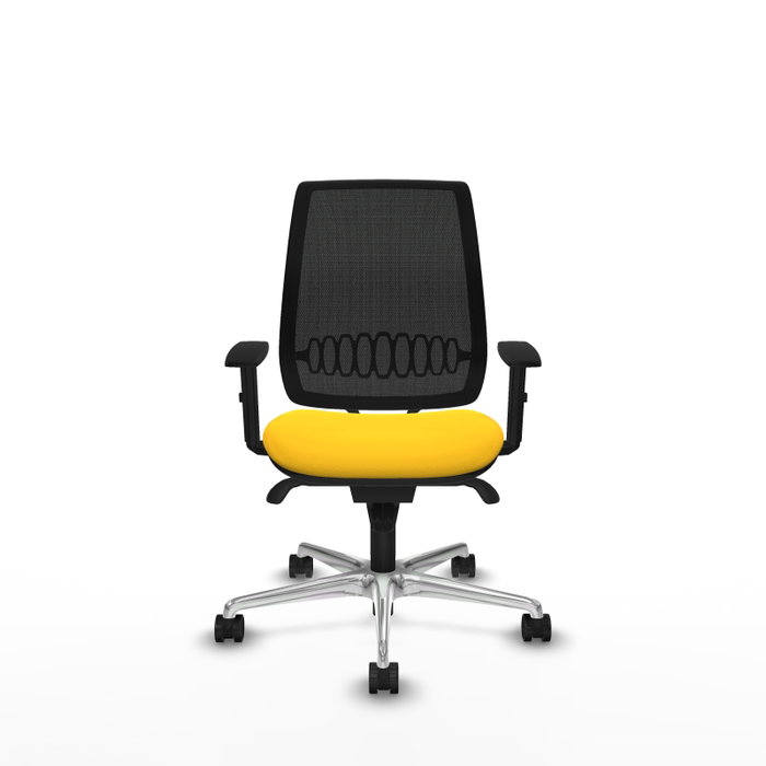 PIQUERAS Y CRESPO Silla de oficina Alares con mecanismo sincro, malla negra y asiento amarillo
