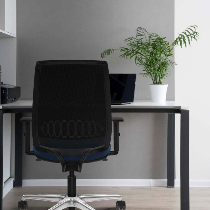 PIQUERAS Y CRESPO Silla de oficina Alares con mecanismo sincro, malla negra y asiento amarillo