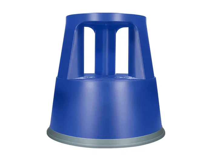 Q-connect Taburete Azul con Ruedas Retráctiles y Dos Niveles, ABS Resistente