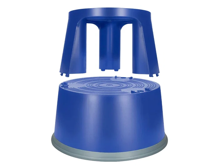 Q-connect Taburete Azul con Ruedas Retráctiles y Dos Niveles, ABS Resistente