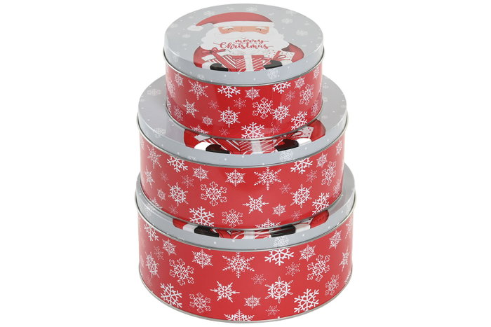 DKD Home Decor Caja Navidad Tradicional Multicolor Papanoel Metal 20 x 20 x 9 cm Set de 3 (4 Unidades)