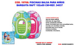 Piscina de balsa Barquita Raft 102x69 cm