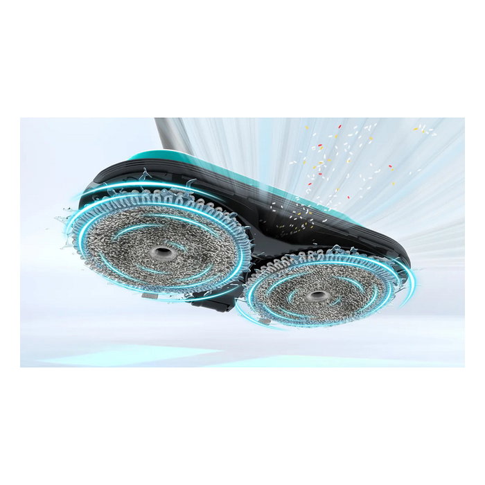 Bosch BSS712XHYG Aspiradora Escoba 2 en 1 Sin Bolsa 18 V con Función de Fregado, HEPA, 0.3 L, Color Aguamarina/Negro/Plata/Blanco