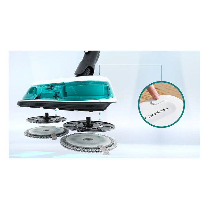 Bosch BSS712XHYG Aspiradora Escoba 2 en 1 Sin Bolsa 18 V con Función de Fregado, HEPA, 0.3 L, Color Aguamarina/Negro/Plata/Blanco