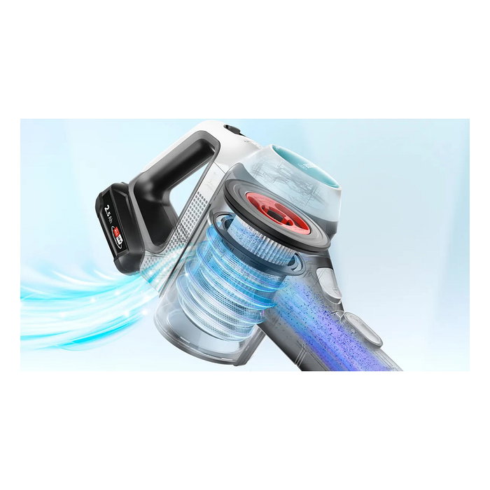 Bosch BSS712XHYG Aspiradora Escoba 2 en 1 Sin Bolsa 18 V con Función de Fregado, HEPA, 0.3 L, Color Aguamarina/Negro/Plata/Blanco