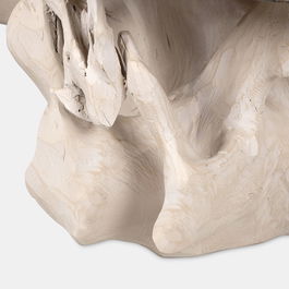 DKD Home Decor Mesa Centro Balines Indonesia 1c24 Blanco 90 x 90 x 47 cm con Cristal Raíz de Teca