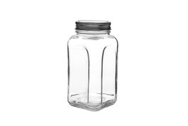 Hermia SHY820 Tarro de Cristal con Tapa Plateada, 820 ml, Elegante Solución de Almacenamiento para Cocina y Comedor, Vidrio de Alta Calidad