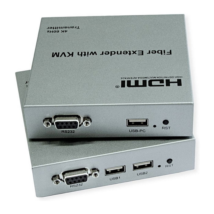 ROLINE 14.01.3363 KVM Extensión por Fibra Óptica LWL HDMI 4K 60Hz USB 20km Transmisor y Receptor 3840x2160 Pixeles