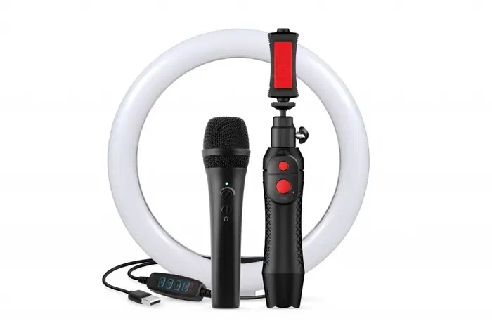 IKMULTIMED Bundle Con Irig Mic Hd2, Iklip Grip Pro Y Aro De Luz Led 10"