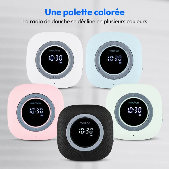 Medion MED4061275227666 Radio de Ducha FM Bluetooth IPX6 Soporte Ventosa Verde