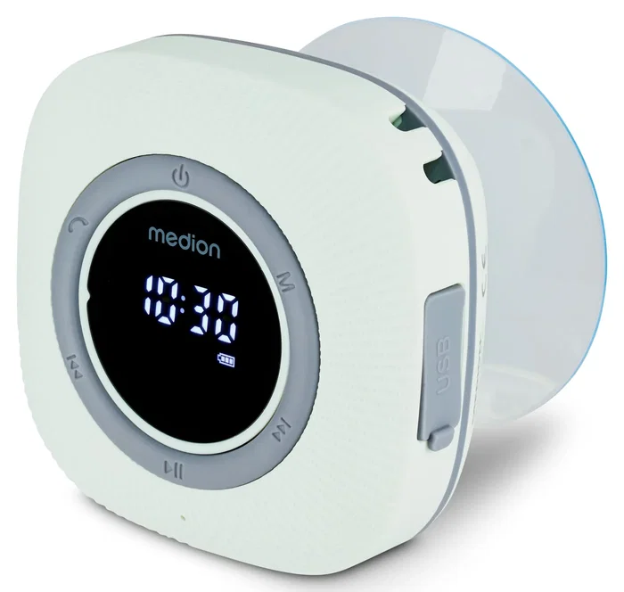 Medion MED4061275227666 Radio de Ducha FM Bluetooth IPX6 Soporte Ventosa Verde