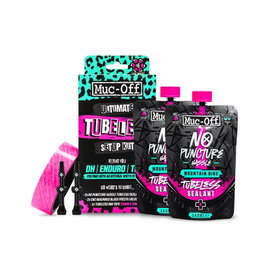 Muc-Off Kit Ultimate Tubeless con Cinta, Parches, Válvulas CNC y Sellador para Ruedas
