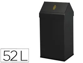 Sie Papelera Metálica Basculante Negro 32x65x25cm Capacidad 41L con Ganchos Interiores y Base PVC