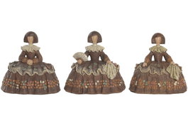 DKD Home Decor Figuras de Damas en Resina Surtido de 3 Piezas