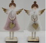 DKD Home Decor Figura de Ángel de Madera y Lana Surtido de 2