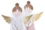 DKD Home Decor Figura Navidad Angel Madera Lana Blanco Rosa Palo Dorado 4 x 19 x 9.5 cm (12 Unidades)