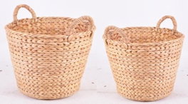 DKD Home Decor Set de 2 Cestas de Junco Marrón 34x34x42 cm