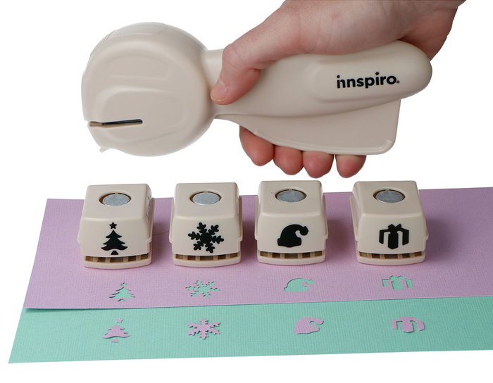 Innspiro Set troqueladora Cassette Punch con 4 cartuchos navidad 16mm Innspiro Set troqueladora Cassette Punch con 4 cartuchos navidad 16mm