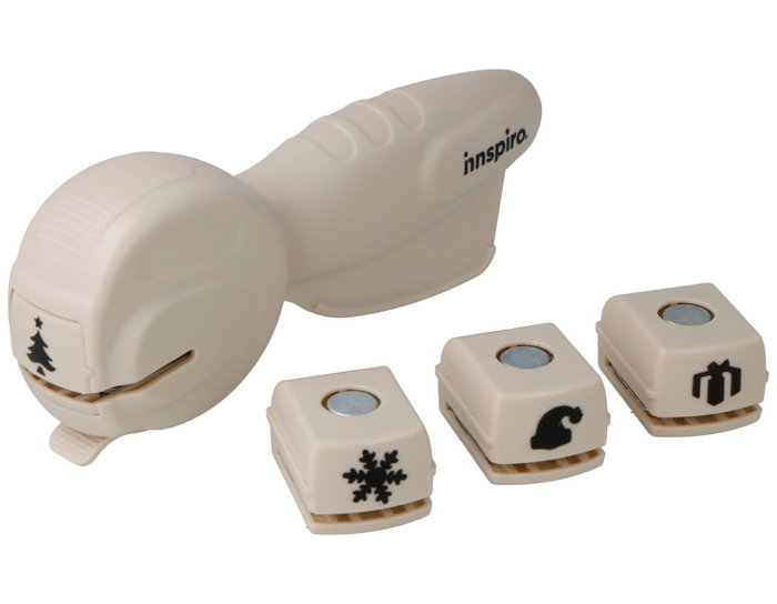 Innspiro Set troqueladora Cassette Punch con 4 cartuchos navidad 16mm Innspiro Set troqueladora Cassette Punch con 4 cartuchos navidad 16mm