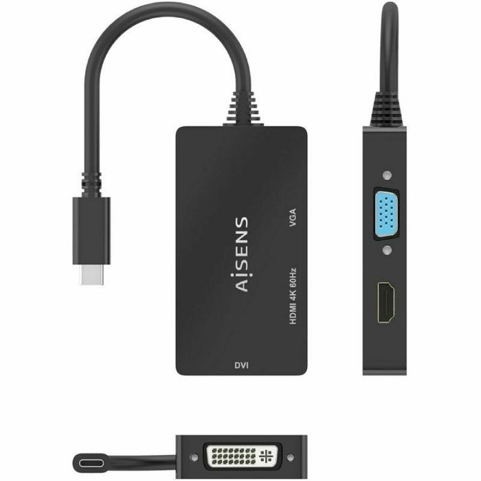 Adaptador USB-C a VGA/HDMI/DVI Aisens A109-0954 Negro 15 cm