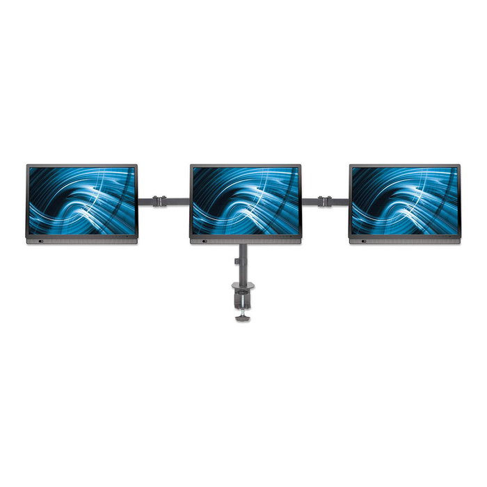 MANHATTAN Soporte Triple de Monitor para Escritorio, Tischhalterung con 2 Brazos, hasta 3 Monitores 27 Pulgadas 68.6 cm, VESA 75x75/100x100 mm, Negro MANHATTAN Soporte Triple de Monitor para Escritorio, Tischhalterung con 2 Brazos, hasta 3 Monitores 27 Pulgadas 68.6 cm, VESA 75x75/100x100 mm, Negro