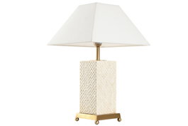 DKD Home Decor Lámpara de sobremesa Latón y Hueso Dorado