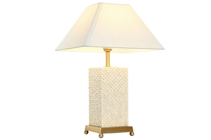 DKD Home Decor Lámpara de sobremesa Latón y Hueso Dorado