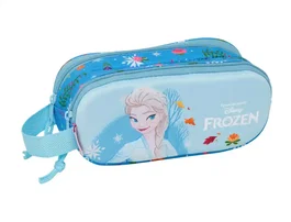 Safta Bolso Escolar Portatodo Estuche Frozen Disney, Doble Compartimento con Cremallera, Dimensiones 80x60x210 mm