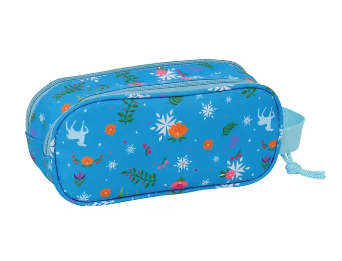 Safta Bolso Escolar Portatodo Estuche Frozen Disney, Doble Compartimento con Cremallera, Dimensiones 80x60x210 mm