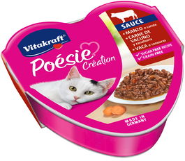 Vitakraft Poesie Salsa Ternera para Gatos, 15x85g, Sin Cereales, Sin Azúcar, Sin Conservantes