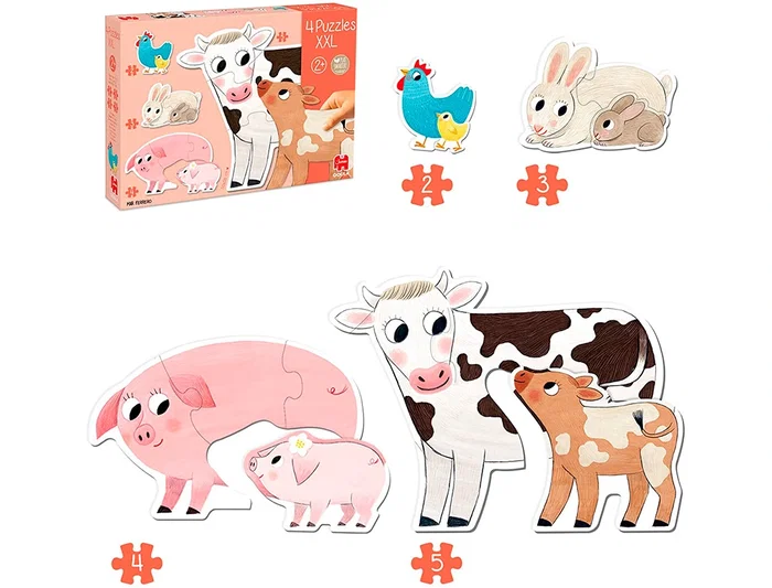 Goula Puzle XXL Mamas y Bebes 14 Piezas Animalitos de Granja