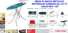 Mesa de planchado metálica reforzada Esmeralda 141-T1