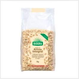 BIOGRA Copos de Avena Gruesos Integrales 1Kg Bio. Alto en fibra, vegano y sin lactosa