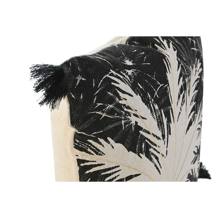 DKD Home Decor Cojín de Algodón Negro Impreso y Bordado 45x45 cm