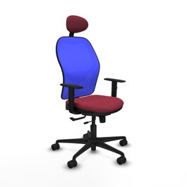 PIQUERAS Y CRESPO Silla de oficina Jorquera Granate y Azul Mecanismo Sincro/Traslack