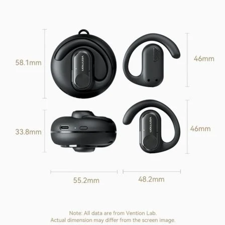 Vention Auriculares Deportivos Bluetooth Open Ear OpenBeat O11 NBPB0 Negro con Estuche de Carga