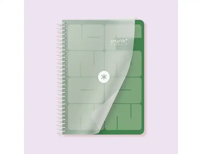 Antartik Agenda Escolar Essentials 26-27 Espiral Día Página A5+, Bilingüe, 80g Papel FSC, Color Morado